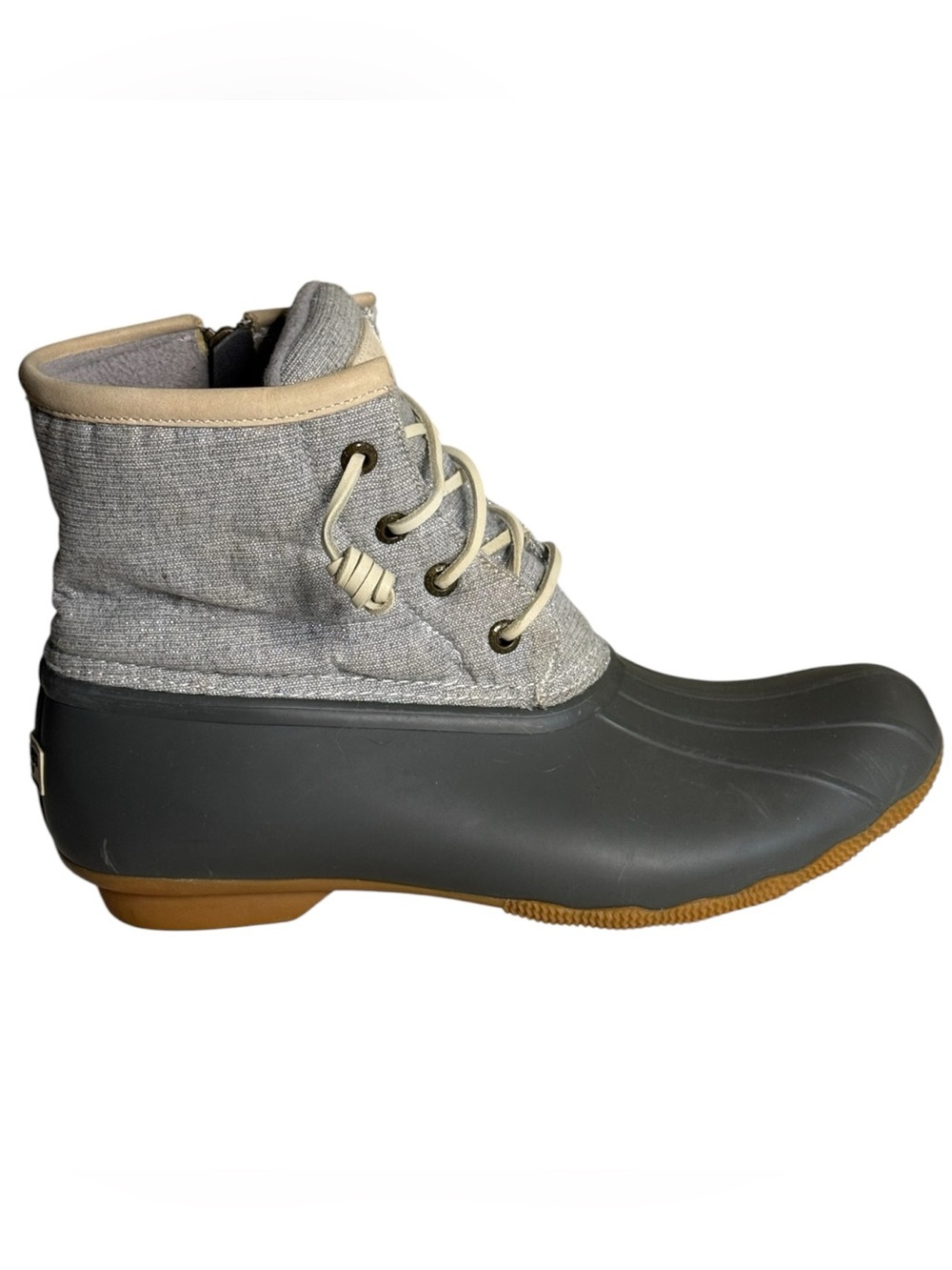 Sperry Saltwater Duck Boots Metallic Grey Size 10